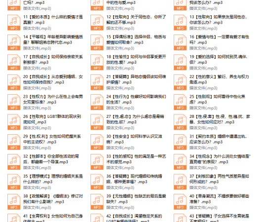 【完结】李银河说爱情 50堂爱情课 讲透婚姻、家庭、性和自我的社会学课 完整版50讲音频